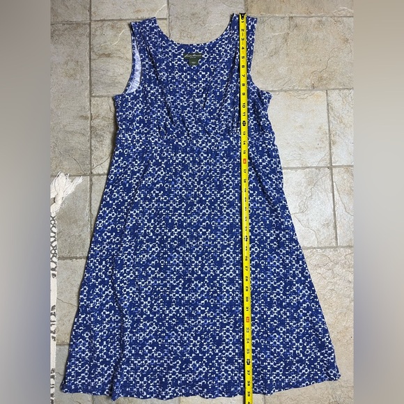 Y2K Vintage Eddie Bauer Cotton Babydoll Midi Dress L Blue Minimalist Cottagecore - Picture 12 of 12